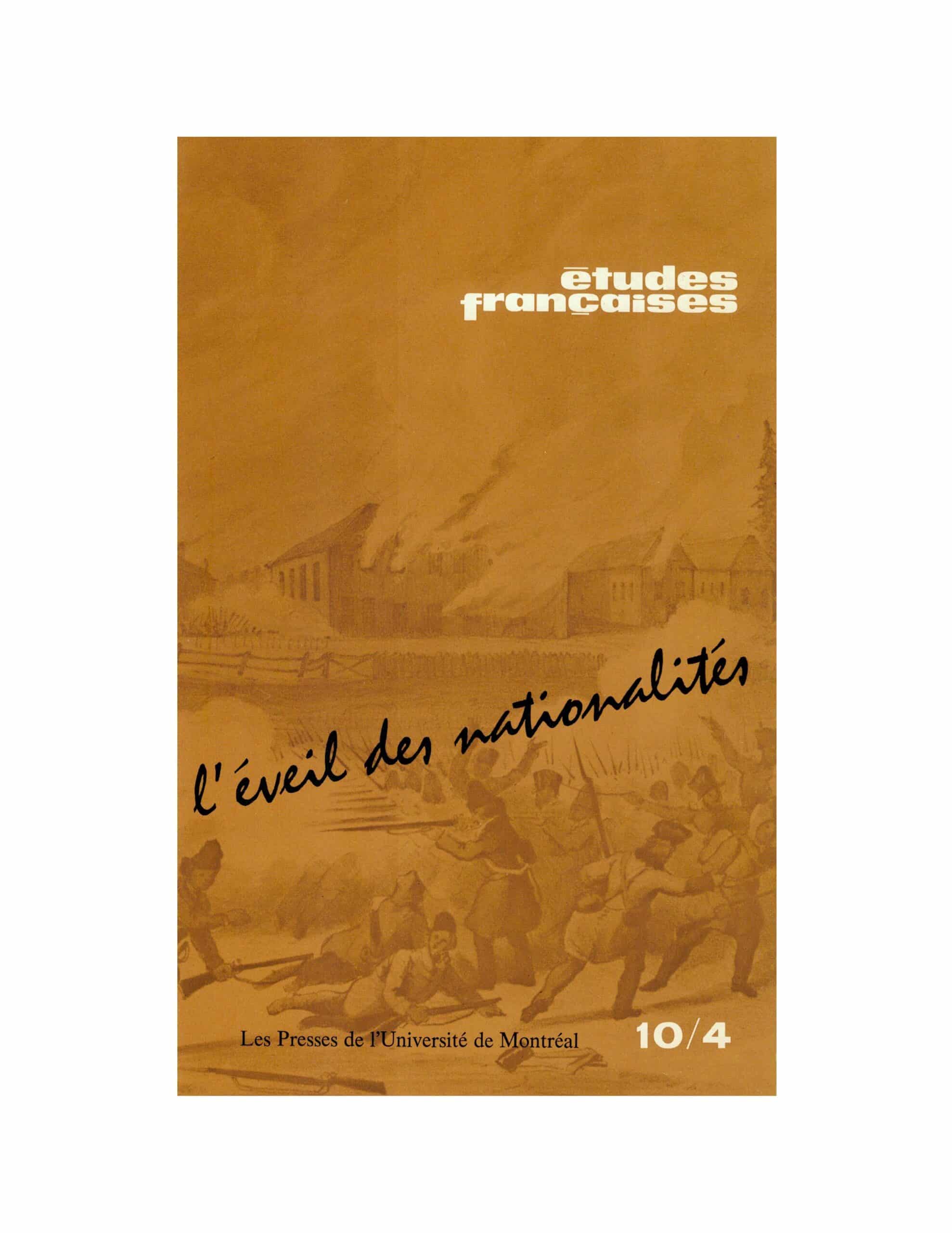 Études françaises. Volume 10, numéro 4, novembre 1974