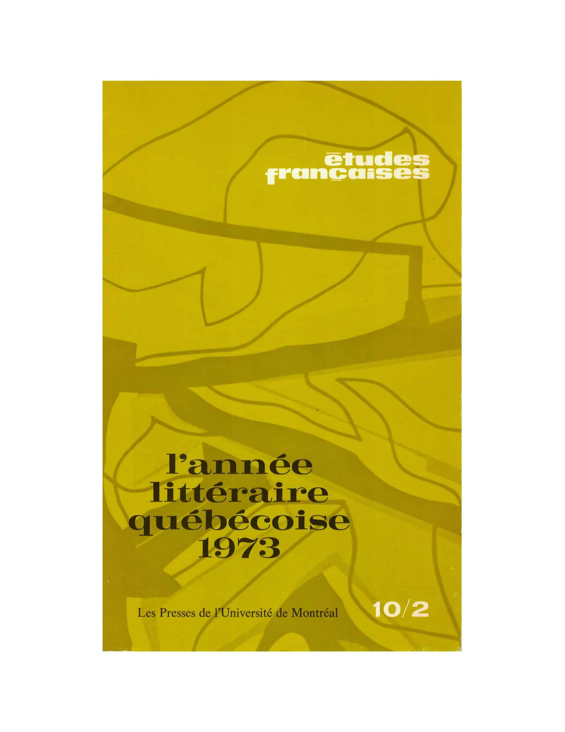 Études françaises. Volume 10, numéro 2, mai 1974